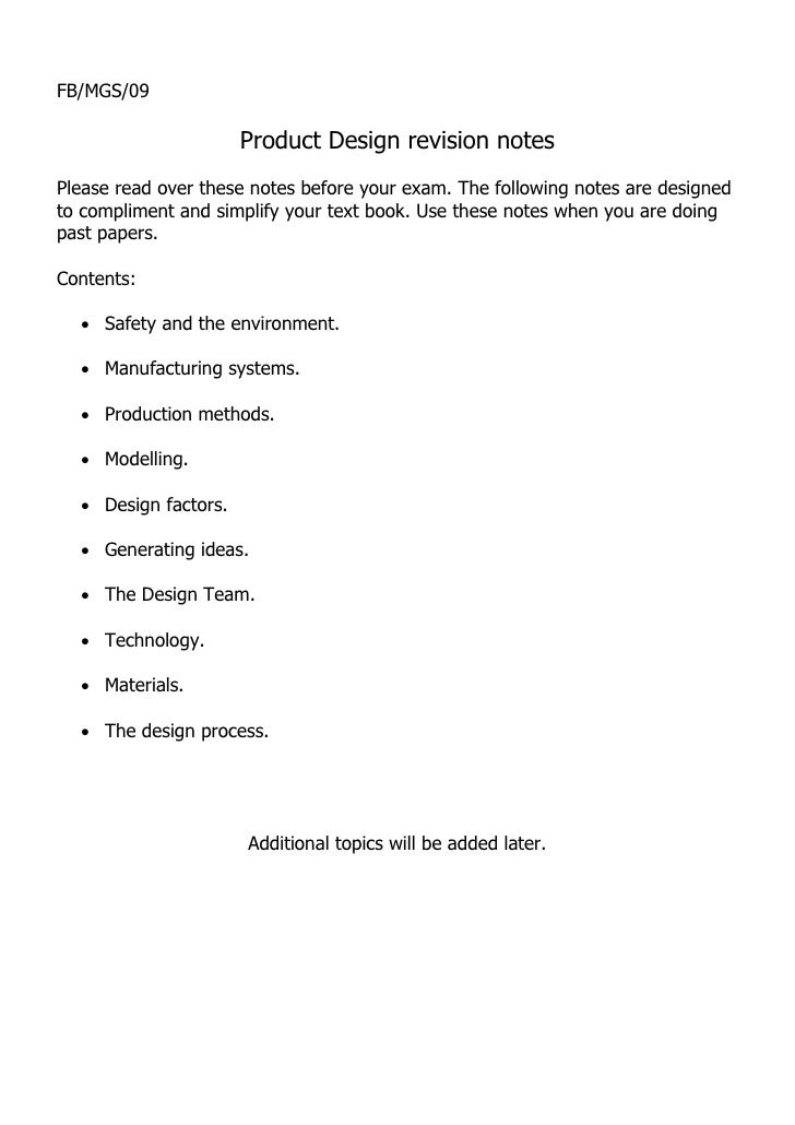 product design notes